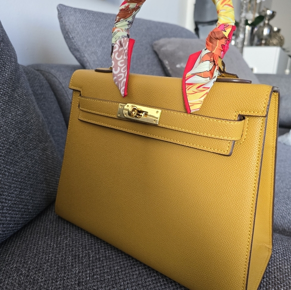 COPY - Stunning 100% leather quality not designer like,  Kelly bag brown 28. - Picture 11 of 13